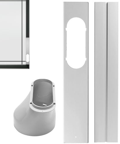 Mobile Air Conditioner Sliding Window Seal Sash Kit for Portable Unit, Air Con Exhaust Hose with 15cm Diameter, Adjustable Max Length to 110cm, White