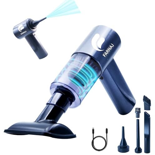 FARNAJ Car Vacuum Cleaner, Dual Gear 10000PA Suction Portable, Cordless, Handheld, Mini Vacuum Powerful Car Hoover - Multi-Function Accessories - Car, Home, Kitchen & Office Cleaner, USB, Black