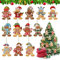 Yaclonq 24 Stück Weihnachtsbaumschmuck Lebkuchenmann,Weihnachten Deko Weihnachten Baumschmuck,Lebkuchen Anhänger Christbaumschmuck,Lebkuchenman Weihnachtsanhänger für DIY Weihnachten Ornament Deko