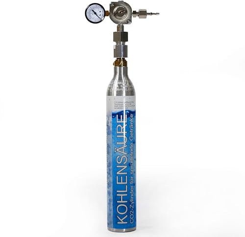425g CO2-Zylinder mit Druckregler inkl. Schlauchanschluss und Manometer sowie passendem Adapter auf Wassersprudler Kohlensäure Flasche Sodasprudler Konverter