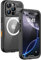 Lanhiem for iPhone 16 Pro Waterproof Case, [Compatible with MagSafe] Heavy Duty Shockproof Dustproof Cover with Built in Screen Protector, Magnetic Phone Case for iPhone 16 Pro - 6.3 inch (Black)