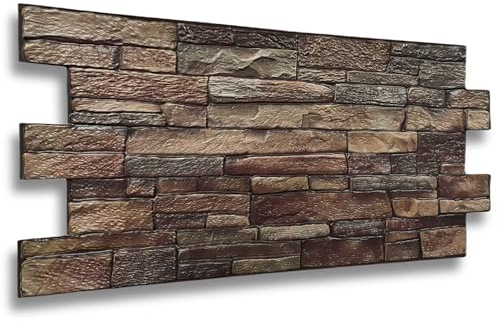 4m² 3D PVC Paneele Stein Optik 10 Stück Wandpaneele Wandverkleidung Decke Deckenpaneele PVC-Verkleidung Wandtatto Fliesen Imitat 90x48cm (CPVC02)