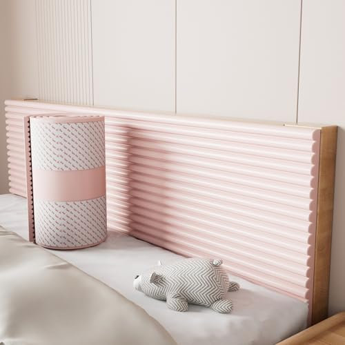 Wandkissen Bett Wandpolster Selbstklebend, Wandpaneele Gepolstert für Kinder Autismus - Wandschutz Bett für Schlafzimmer Polsterpaneel Wand, Schalldämmung und Wärme Bettkopfteil(Rosa,15x200 cm)