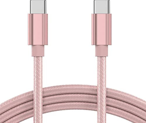 KP TECHNOLOGY Fast Charger Cable For iPhone 16e - Nylon Braided Charging Cable USB C to USB C for iPhone 16e (ROSE GOLD, 2M)