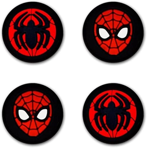 PERFECTSIGHT Switch Thumb Grips Caps, Joystick Caps for Nintendo Switch/Switch Lite/Switch OLED, 4 PCS Thumbstick Cover, Analog Stick Button Cover for NS Joycon Controller - Spider