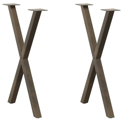 vidaXL Esstischbeine X-Form 2 Stk. Naturstahl 57x(72-73) cm Stahl, Tischbein, Tischbein Metall, Esstischbein, Möbelbein, Schreibtischbein