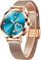 OLEVS Damen Roségoldene Edelstahl Mesh Armband Uhren Elegantem Blauen Zifferblatt Lässige Damen Kleiduhr mit Herz Diamant Wasserdicht Quarz Analog Leuchtend Klein Armbanduhr für Frauen