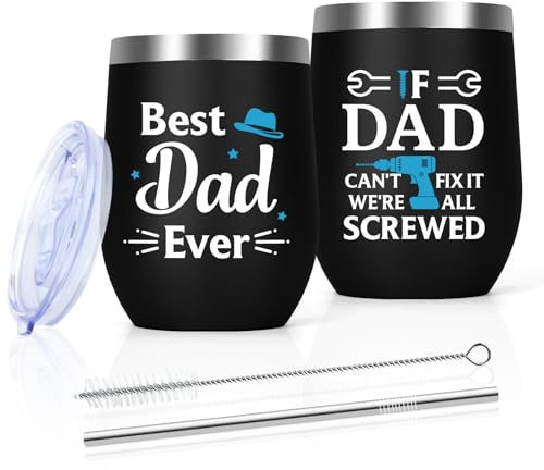 OZOSHINE Gifts for Dad Gifts Christmas from Daughter Son Kids Mug Wine Tumbler Daddy Fathers Day Presents Mens Gift Birthday Presents for Father-in-Law Step Dad Husband Stainless Steel Insulated Cups