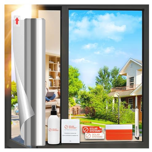 SOLAR SYSTEMS - Fensterfolie Sonnenschutz - Sonnenschutzfolie Fenster Außen - mit Sichtschutz, Selbstklebend - Hitzeschutz, Sonnenschutz, UV Schutzfolie, Isolierfolie - 50x100cm