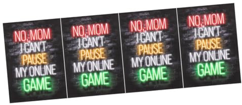 Operitacx 4 Pièces tableau suspendu de décoration de jeu accessoires de salle de jeux ton dirigé gaming room decoration décoration gaming room enseigne au néon joueur déco ado Toile