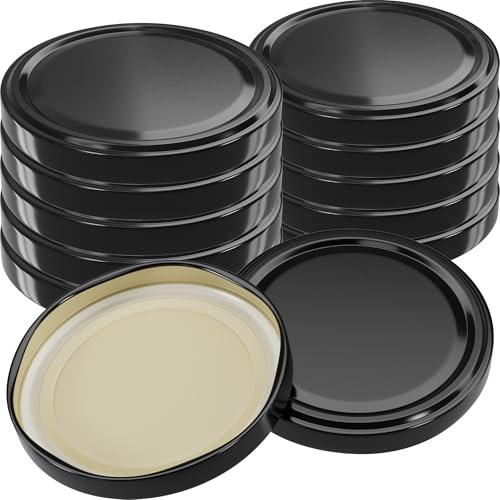 WELLGRO 25x Einmachdeckel TO 100 schwarz - Ersatzdeckel für Einmachgläser, Schraubdeckel, Twist-Off-Deckel aus Metall