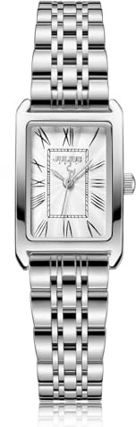 Valence Julius Uhren für Damen, silberfarbene Metallkette, kleines Band für Damen, römisches Zifferblatt, elegantes Design, wasserdicht