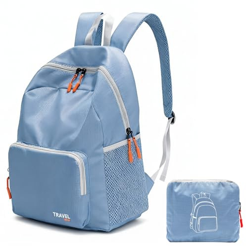 Faltbarer Rucksack 17L, Leichter Wanderrucksack, Ultraleicht Faltrucksack Outdoor Kleiner Wasserdicht Reiserucksack Tagesrucksack Tasche für Männer Frauen für Camping Wandern Reisen Radfahren Klettern