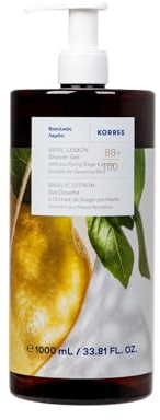 KORRES Basil Lemon Shower Gel with purifying Sage extract, suitable for Sensitive skin, 1L