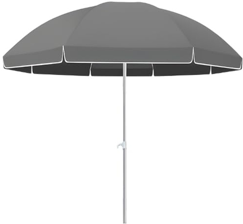 MEVZHH Parasols,Outdoor Umbrella Round Sunshade Uv Protection 50+ 8 Ribs Adjustable Height Sturdy Pole Easy Open Close Garden Sand Backyard Patio Deck Pool/Grey/1.8M