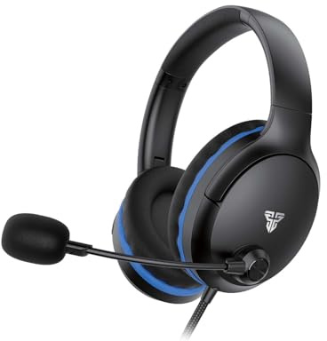 FANTECH Valor II MH89 Gaming Headset, Over-Ear, 40mm Drivers, Wired 3.5mm TRRS, Black with Blue Accents, 2m Braided Cable (Black)