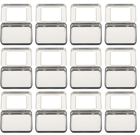ABOOFAN USB Stick Aufbewahrungsbox Weißblech 12 Stück mit Sichtfenster Rechteckig USB Laufwerk Organizer für Schlüssel und Kleinteile