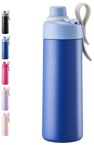 Fijinhom Insulated Water Bottle, 18oz Stainless Steel Double Wall Vacuum Flask, Keep 24H Cold, Leak Proof Water Bottle with Lid & Non-Slip Bottom for Outdoor, Sports, Work, Travel (Blue)