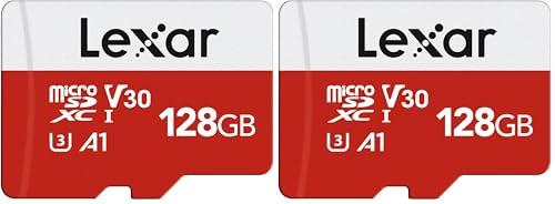 Lexar 128GB Micro SD Card E Series, microSDXC UHS-I Flash Memory Card with Adapter - Up to 100MB/s, A1, U3, Class10, V30, High Speed TF Card (Pack of 2)