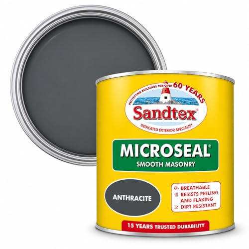 Sandtex Smooth Masonry Paint - Anthracite - 150ml | [Small Tester Pot] For Exterior Walls, Brick, and Concrete | Long-Lasting, Dirt-Resistant & Weatherproof Masonry Coating |