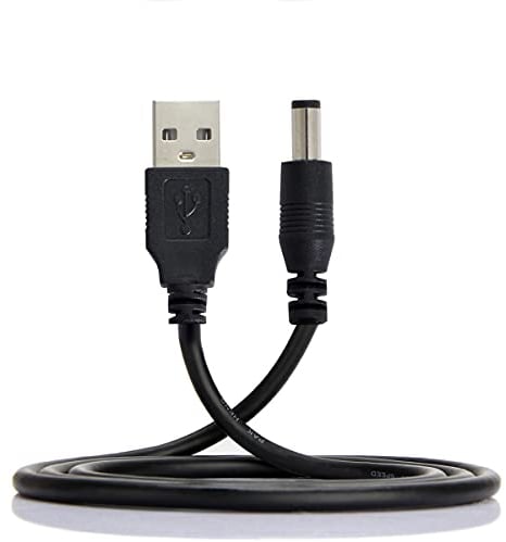 cablecc Cable de carga USB 2.0 tipo A macho a 5,5 x 2,5 mm CC 5 V conector de alimentación barril 80 cm