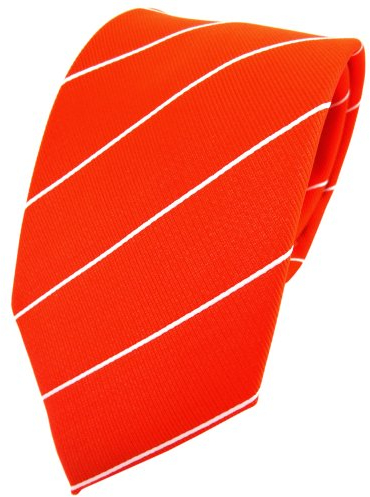 TigerTie Designer Krawatte in orange leuchtorange neonorange silber gestreift