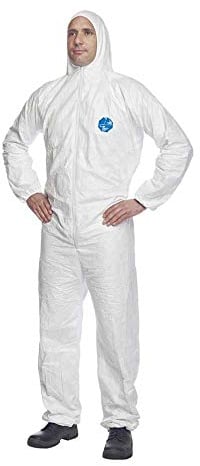 DuPont Tyvek 200 EasySafe | Chemikalienschutzkleidung mit Kapuze, Kategorie III, Typ 5 und 6 | Weiß | Größe XXXL