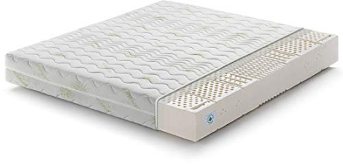 Marcapiuma - Doppelmatratze Sevenlife 18 Latexmatratze 160x200 cm Höhe 18 cm H2 Mittel/Weich Orthopädische Ergonomische Latex Matratze waschbar Gegen Milbe Aloe Vera Bezug EuroLatex Made in Italy