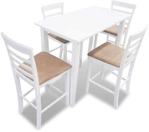 vidaXL Stehtisch und 4 Barhocker Holz Weiß
