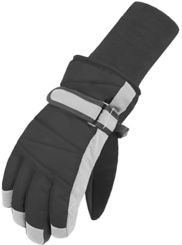 MAGARROW Kinder Winter Warm Winddicht Outdoor Sport Handschuhe für Jungen Mädchen - Schwarz - (Passen Kinder 6-8 Jahre Alt)