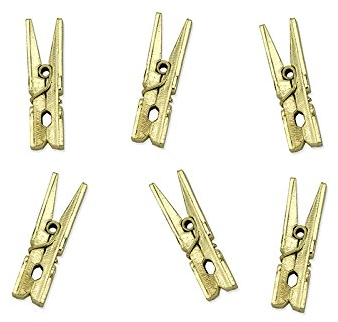 PartyDeco Lot de 20 Pinces à Linge en Bois, oro