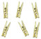 PartyDeco Lot de 20 Pinces à Linge en Bois, oro