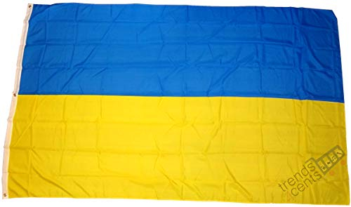 Top Qualität - Flagge Ukraine Fahne, 250 x 150 cm, EXTREM REIßFEST, Keine BILLIG-CHINAWARE, Stoffgewicht ca. 100 g/m², sehr robust, extra starke Messing-Ösen