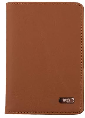 tag8 Étui de Passeport en Cuir véritable avec Blocage RFID pour Homme et Femme, Housse de Passeport spacieuse pour 2 passeports, Cartes de Visite, Argent et Documents de Voyage, Marron Clair