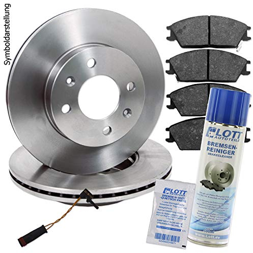 Bremsscheiben Ø257mm + Bremsbeläge Bremsklötze vorne Vorderachse + 500ml Bremsenreiniger