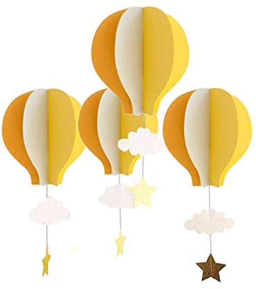 TOYANDONA 4pcs Papier Girlande 3D Heißluftballon Form hängenden Heißluftballon für Partydekorationen Decke Fenster Wand Hängende Deko