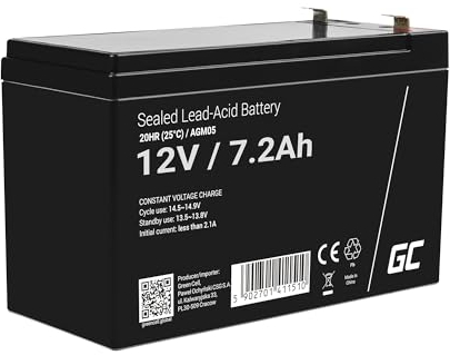 Green Cell Batterie AGM VRLA 12V 7,2Ah - Batterie Plomb-Acide de Remplacement pour systèmes UPS, Alimentation de Secours et Applications à Cycles fréquents (Batterie Gel)
