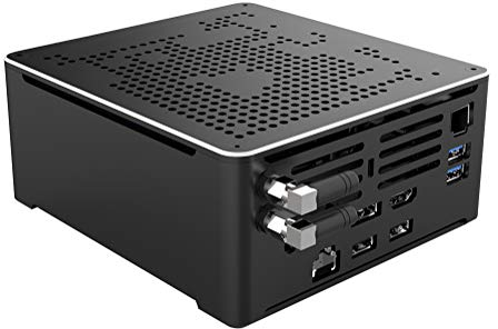 HUNSN 4K Mini PC, HTPC, NUC, Small Server, Windows 11 or Linux Ubuntu, Support Proxmox, Vmware, ESXI, KODI, Intel XEON E-2176M, BY02, DP, HDMI, Type-C, 2 x LAN, 16G RAM, 512G SSD, 1TB HDD