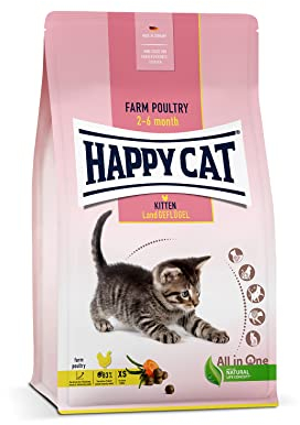 Happy Cat 70535 - Young Kitten Land Geflügel - Katzen-Trockenfutter für Katzen-Babys ab der 5. Lebenswoche - 1,3 kg Inhalt