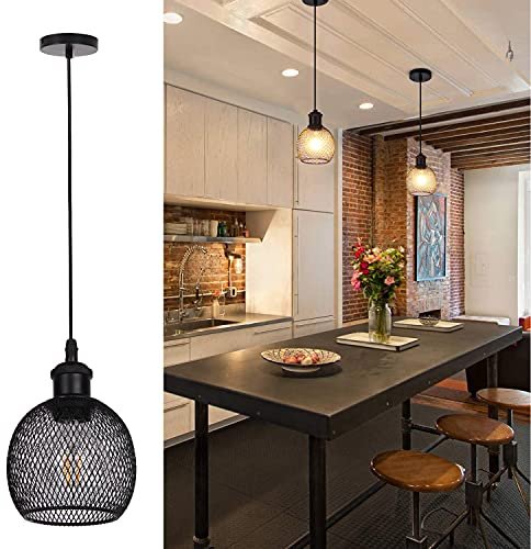 TWSXTE Apliques colgante vintage, luz de techo retro, iluminación rusticos interior LED, lámpara de cocina, sala, comedor, dormitorio, decoración de cuerda ajustable E27enchufe