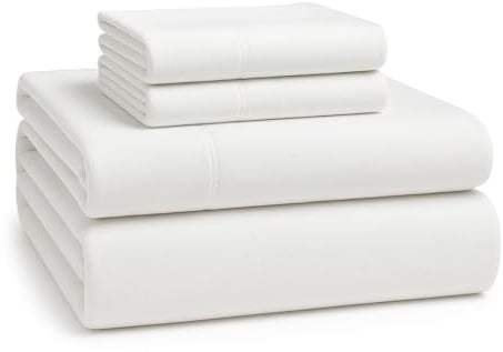 LANE LINEN 100% Cotton Sheets Queen Size Set - Brushed for Extra Softness - Lightweight & Durable 100% Cotton Queen White Sheets Set - Cozy Winter Flannel Bed Sheet, 15 Deep Pocket - White