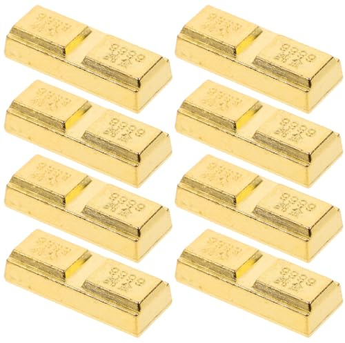 DOITOOL Miniatur-Goldbarren – 3 cm kleiner Goldbarren aus Zinklegierung – authentische 999,9 gravierte Requisite – Feng Shui Goldener Ziegelstein Ornament für Puppenhaus-Party-Dekoration