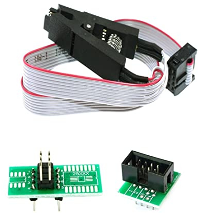 JZK SOIC8 SOP8 Testclip für EEPROM 93CXX / 25CXX / 24CXX Incircuit Programmierung + 2 Adapter SOIC8 SOP8 Testclip mit Adapter