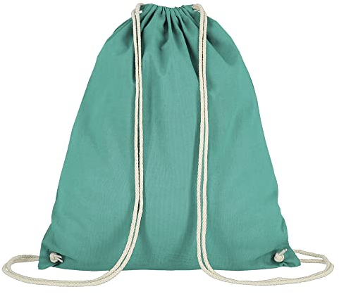 Veproli Baumwoll Turnbeutel Sportbeutel Zuziehbeutel Gymsack Sack Jute Schule Rucksack (Smaragd)