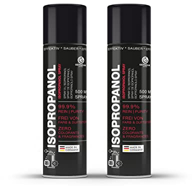 OCTOPUS Lot de 2 sprays isopropanol IPA dans une bombe aérosol pratique 500 ml