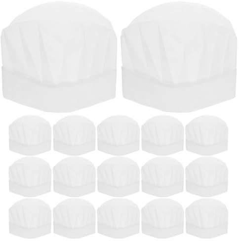 Ciieeo 20pcs Sombrero de chef de papel desechable para niños, sombrero de chef de papel blanco, sombrero de cocina de papel desechable para niños, hogar, cocina, pizza, recuerdos de fiesta (blanco)