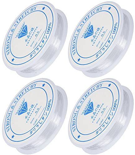4 rotoli di filo elastico trasparente per la creazione di bracciali, 18 m x 0,5 mm, filo per perline durevole e resistente, invisibile per la creazione di gioielli, braccialetti fai da te, collane,