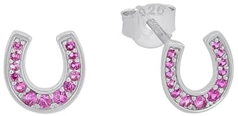 s.Oliver Ohrstecker 925 Sterling Silber Mädchen Kinder Ohrschmuck, mit Zirkonia synth., 0,8 cm, Silber, Hufeisen, Kommt in Schmuck Geschenk Box, 2036449