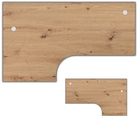 bümö Tischplatte 200x120 cm in Asteiche, Schreibtischplatte aus Holz, Holzplatte, Spanplatte kratzfest beschichtet, ABS-Kante, 120 kg Tragkraft für DIY Homeoffice Eckschreibtisch