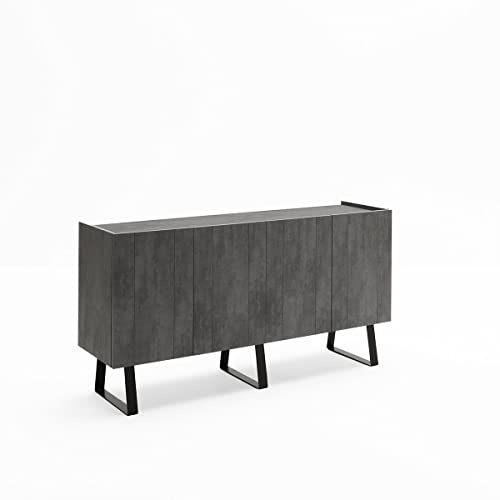 ARHome Sideboard Urban, 160 x 42 x 84 cm, Dunkler Beton, Anrichte 4 Türen, Made in Italy